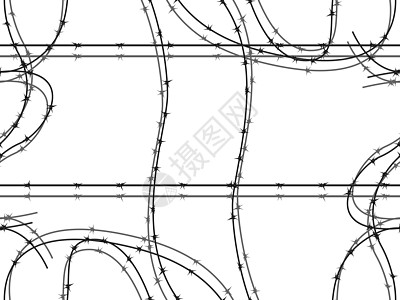 带刺铁丝网插图安全监狱栅栏束缚图片