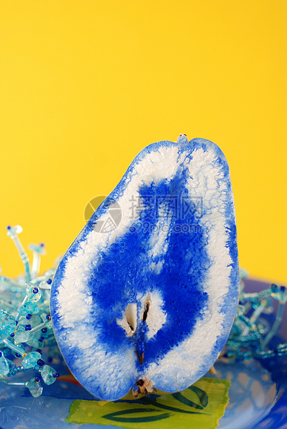 梨盘子个性食物艺术甜点黄色蓝色果园农业人体图片