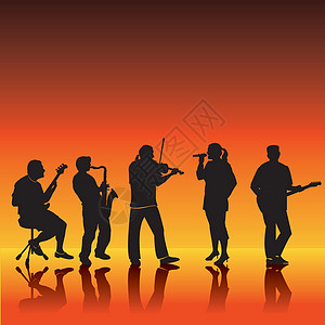 5个乐队音乐家的矢量光影图片