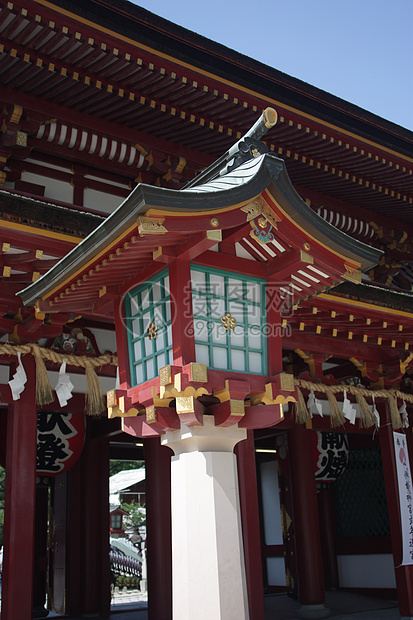 日本福冈神庙前门灯笼图片