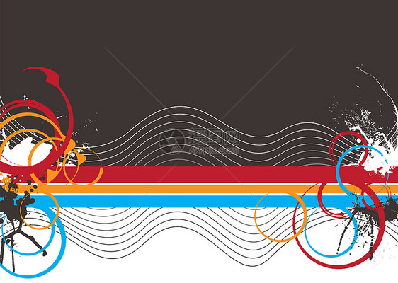 彩色波浪艺术白色墨水栗色灰色红色蓝色创造力青色插图图片