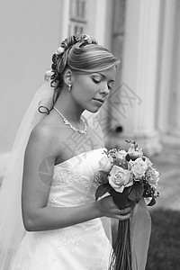 美丽的新娘婚礼眼睛项链女孩选手花朵未婚夫花束女士生活图片