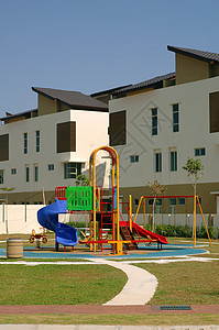 儿童游乐场场地概念性富裕房子花园小路建筑学奢华背景图片