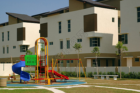 儿童游乐场建筑学奢华场地小路房子富裕概念性花园背景图片