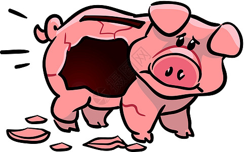 向量的可爱空小猪银行插图图片