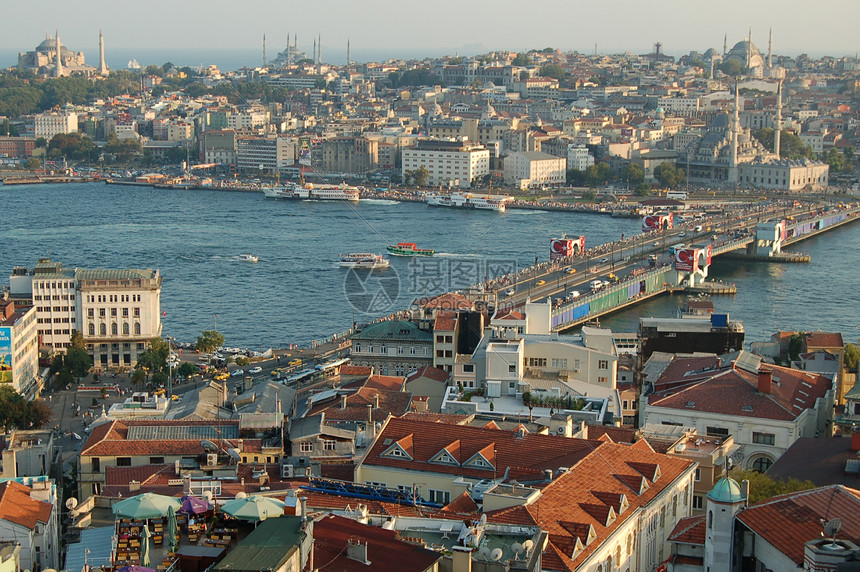 伊斯坦布尔浪漫主义火鸡历史性水路房屋城市生活穹顶喇叭旅行风光图片