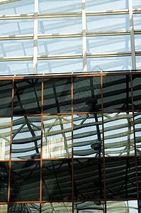 办公室天花板蓝色窗户框架建筑反射商业金属圆顶玻璃建造图片