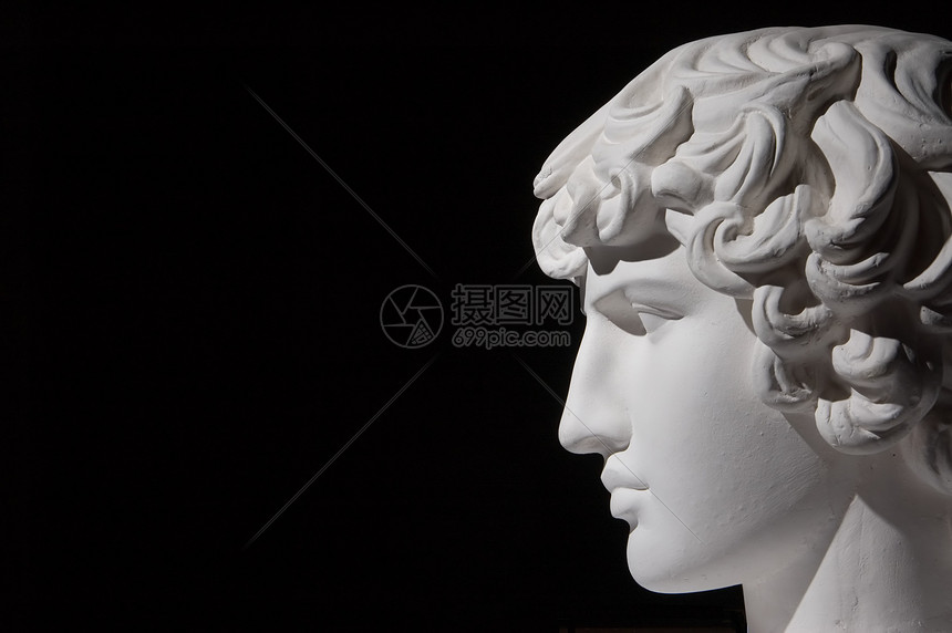 头艺术男性头发黑色白色历史模仿石膏雕像卷曲图片