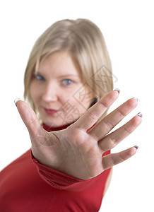 停止手势异议陈述女孩信号棕榈女性手指运动女士警告图片