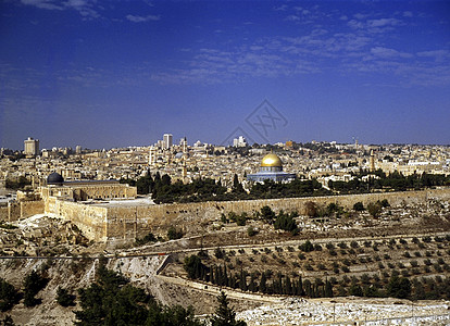 耶路撒冷全景背景图片