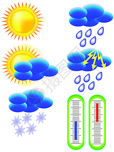 太阳和白云插图温度雪花雷雨预报闪电多云图片