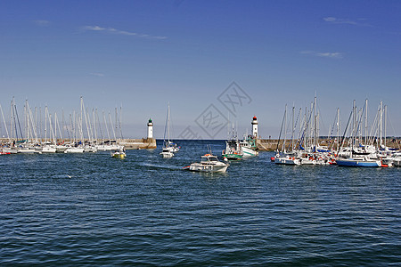 BelleIle 勒宫 有灯塔的港口 布列塔尼海洋风景地貌船舶皇宫小岛图片
