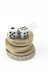 骰子和硬币运气桌子彩票大奖数字货币立方体花费灾难金子图片