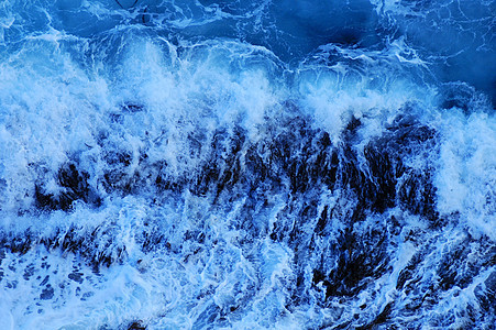 断波行动潮汐泡沫白色冲浪力量海洋活力滚筒蓝色图片