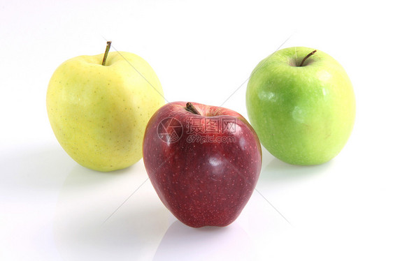 三色苹果变体饮食红色黄色农业营养白色食物绿色图片