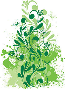 原始植物背景曲线框架装饰品装饰边界横幅斑点插图叶子绿色图片