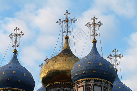 金金圆正方形金子蓝色建筑市中心地标访问游客联盟大教堂图片