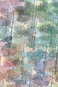 树叶样式邮票植物插图烙印叶子季节森林韵律图片