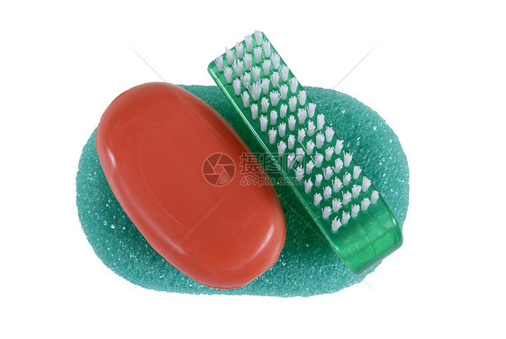 个人卫生海绵浴室塑料红色肥皂绿色清洁刷子图片