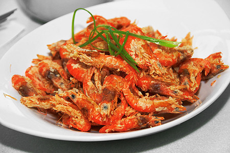 虾午餐盘子饮食美食海鲜油炸甲壳动物食物红色图片