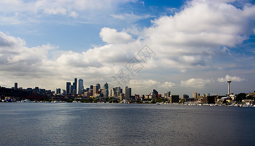西雅图天线支撑建筑物蓝色城市天际天空摩天大楼图片