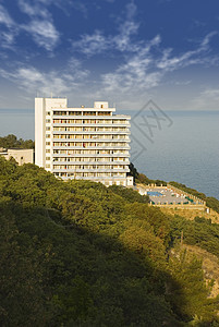 现代酒店旅行太阳建筑风景假期热带建造天空阳光岛屿图片