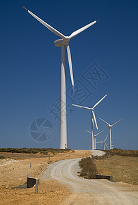风力涡轮机天空个性生产车削蓝色回收涡轮农场云景活力图片