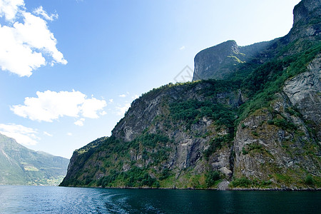 挪威 Fjord 风景力量蓝色游客天气运河旅行戏剧性海洋天空卡片图片