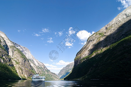 挪威 Sognefjord卡片陈词滥调峡谷邮政峡湾巡航力量游客风景海洋图片