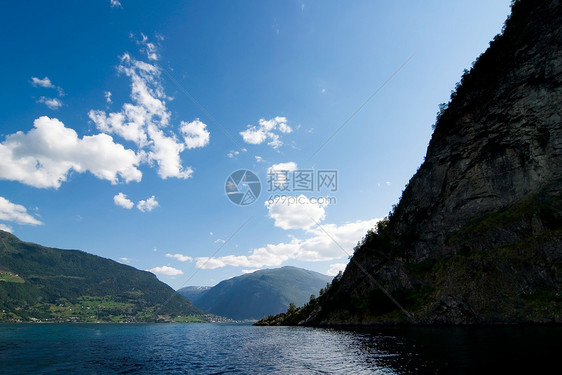 挪威 Fjord 风景全景旅行运河天空蓝色力量卡片海洋国家峡湾图片