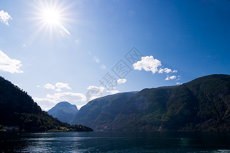 挪威弗吉德运河海洋邮政卡片风景耀斑峡湾游客陈词滥调力量图片