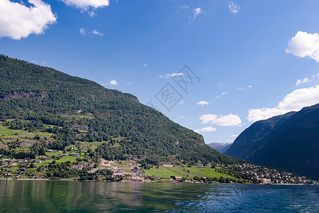 挪威 Fjord 风景天空国家力量运河旅行游客峡湾海洋全景卡片图片