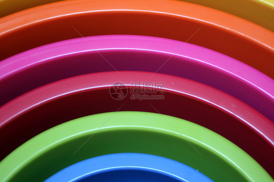 塑料碗风琴黄色蓝色用具材料绿色厨房粉色红色图片