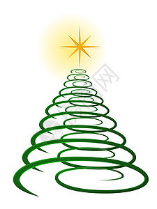 圣诞树墙纸星星插图问候语绿色背景图片