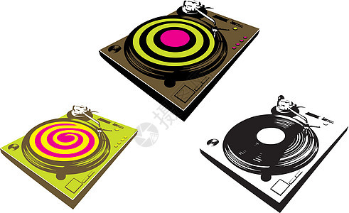 Dj 混音器派对光盘混合器插图舞蹈夜店电子产品磁盘耳机男性图片
