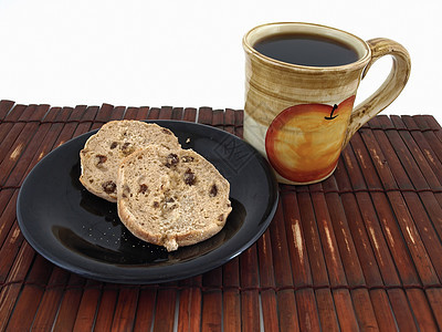 快速早餐饮料杯子葡萄干竹子食物木头咖啡小吃面包白色图片