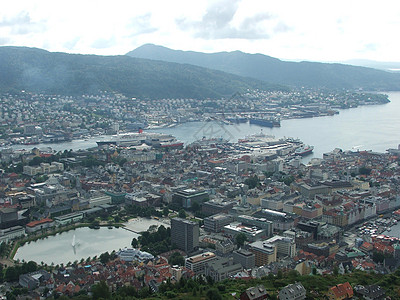 卑尔根全景背景图片