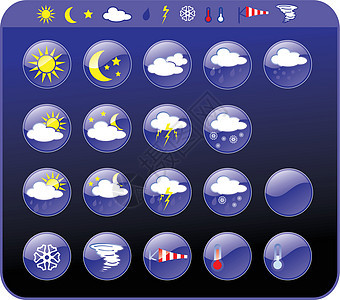 气象图标太阳薄雾月亮天气雷雨月球下雨晴天气候插图图片