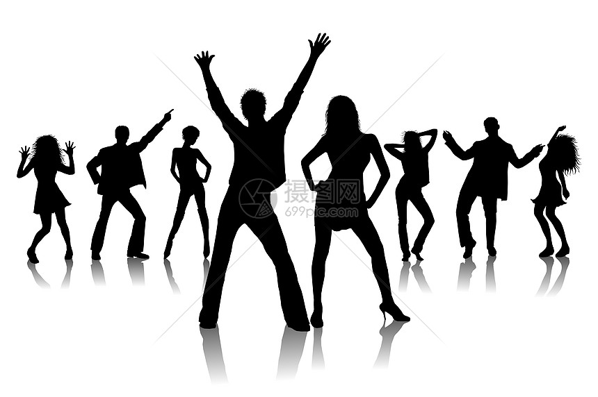 舞影女性女士插图乐趣舞蹈家音乐男人派对青少年剪影高清图片下载正版图片320081877摄图网