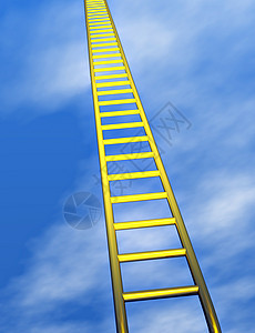 阶梯蓝天梯子金子冒口库存登山者公司天空楼梯天堂背景图片