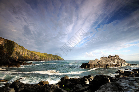 爱尔兰海岸海洋岩石悬崖天空背景图片
