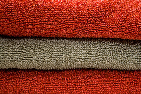 棉毛巾绿色棉布白色海滩洗澡浴室红色图片