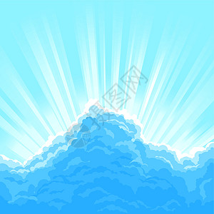 云后太阳云景地平线气象插图天空空气戏剧性蓝色阳光绘画图片