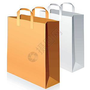 白色纸袋矢量纸袋贸易纪念品商业广告插图店铺身份精品生态手提包插画