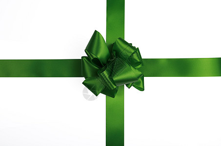 绿色的带和弓礼物展示背景图片