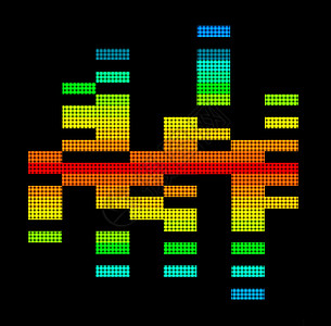 数字图形均衡器黑色电子像素化数字化光谱展示音乐背景图片