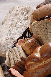 各种面包脚跟硬皮早餐地壳面粉午餐小麦圆形营养品食物图片