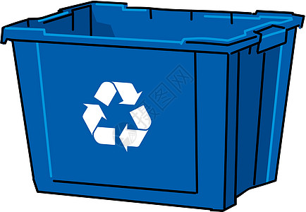 矢量蓝色循环回收箱图片