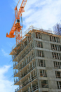 建筑施工楼下起重机木头小路住宅蓝色抵押建筑学院子品牌摩天大楼图片