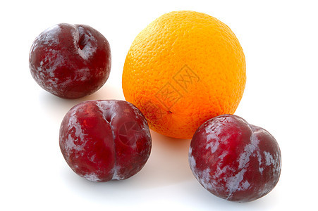 和橘子李子营养食物黄色黑色白色紫色橙子水果图片